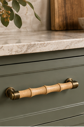 Thrunton Wood & Antique Brass Cabinet Handle