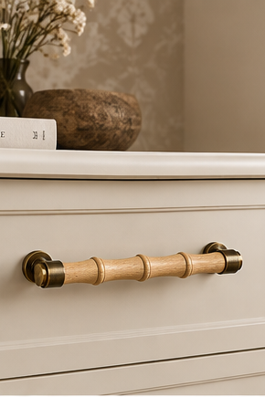 Thrunton Wood & Antique Brass Cabinet Handle