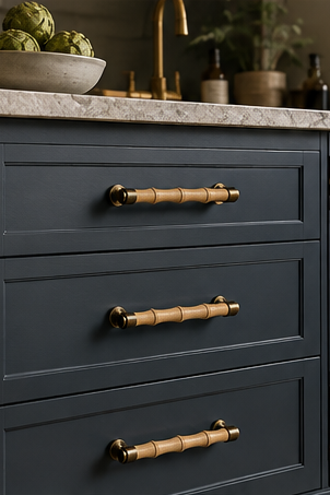 Thrunton Wood & Antique Brass Cabinet Handle