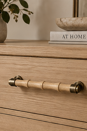 Thrunton Wood & Antique Brass Cabinet Handle