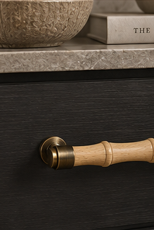 Thrunton Wood & Antique Brass Cabinet Handle