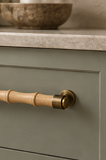 Thrunton Wood & Antique Brass Cabinet Handle
