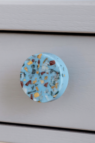 Hexagon Blue Terrazzo Knob