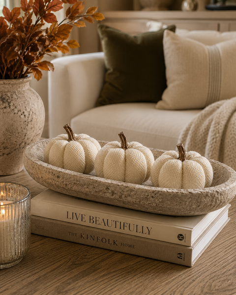 Set of 3 Small Linen Pumpkin