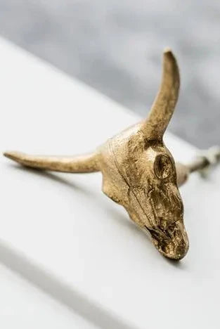 Gold Buffalo Skull Drawer Knob