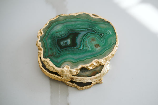 Green Agate Coaster Slice