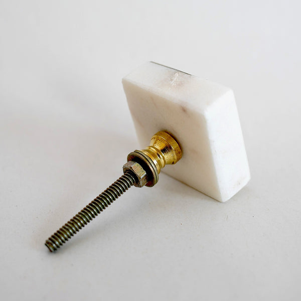 Square Marble and Brass Drawer Pull