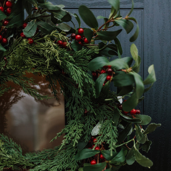 Green Foliage And Red Berry Wreath