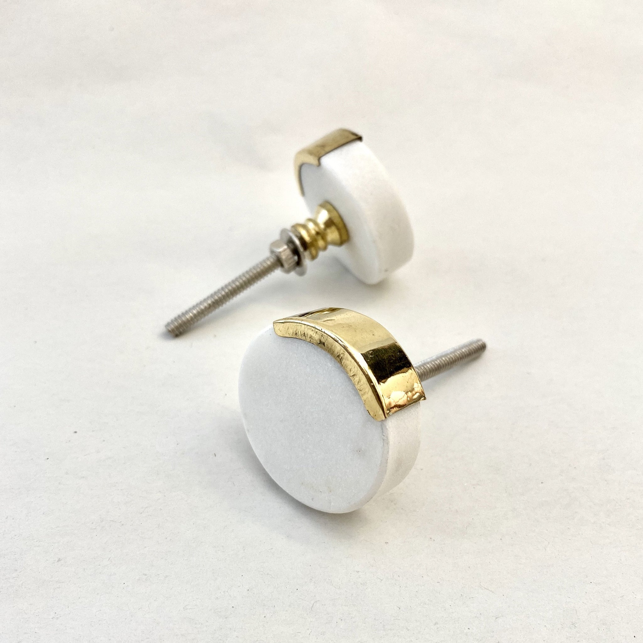 Kensington White Marble and Brass Drawer Pull