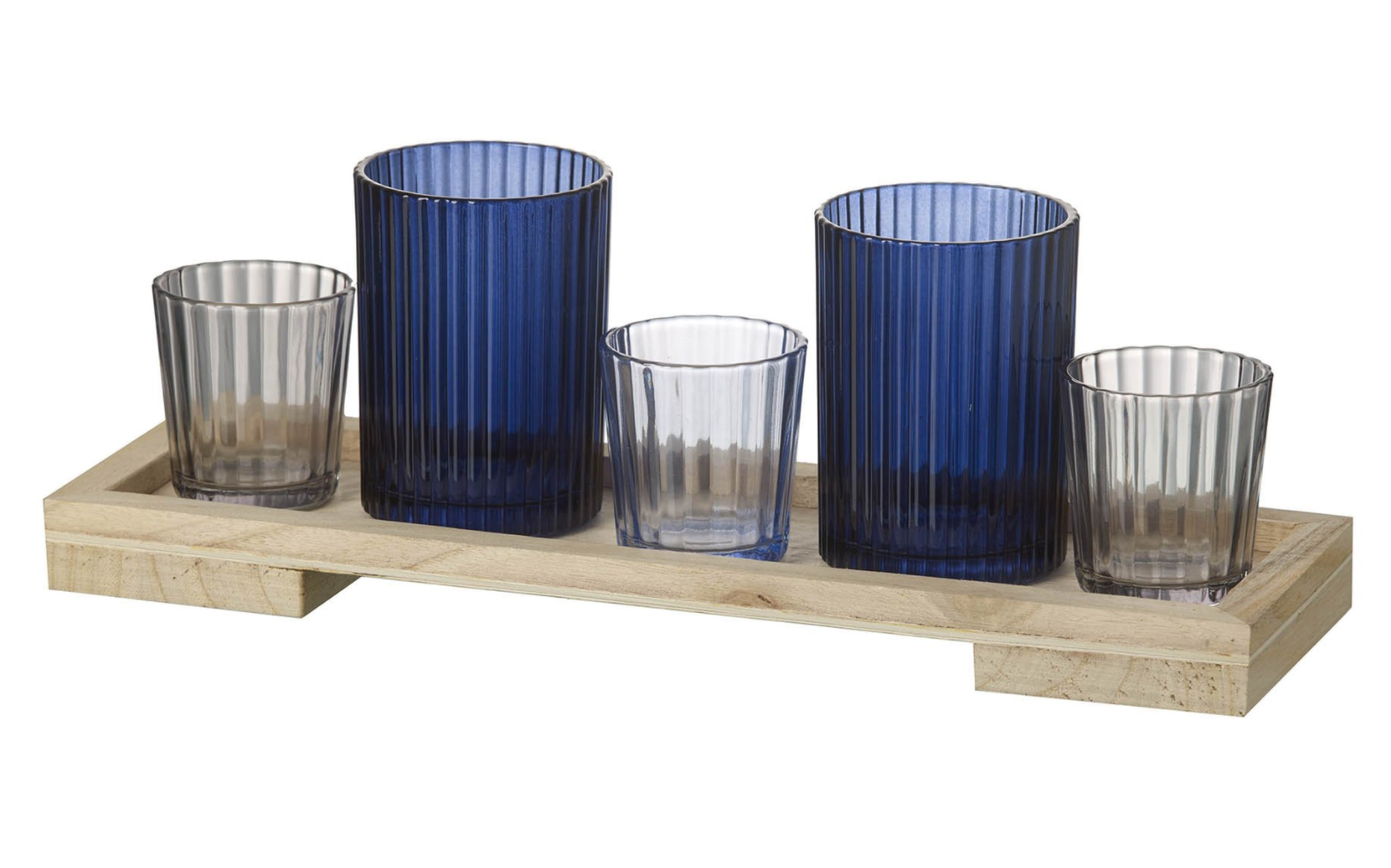 Blue Glass Tealight Holder and Tray