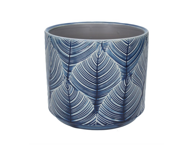 Blue Leaf Ceramic Pot Cover