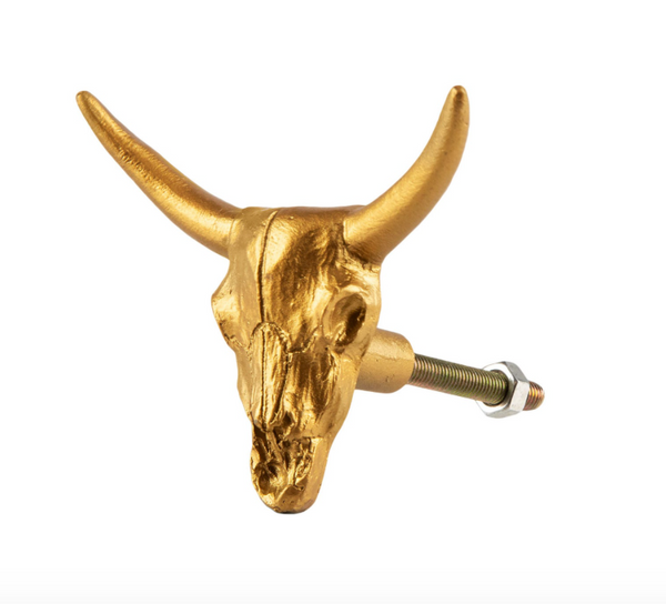 Gold Buffalo Skull Drawer Knob