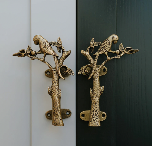 Set Of 2 Brass Parrot Door Handles