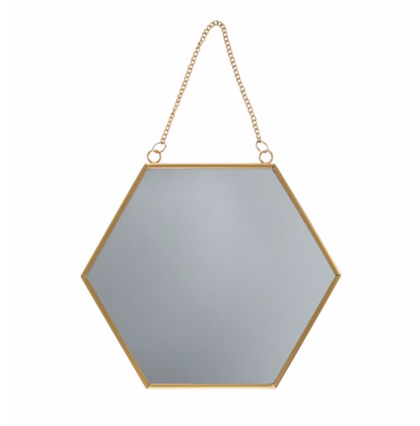 Gold Hanging Hexagon Mirror